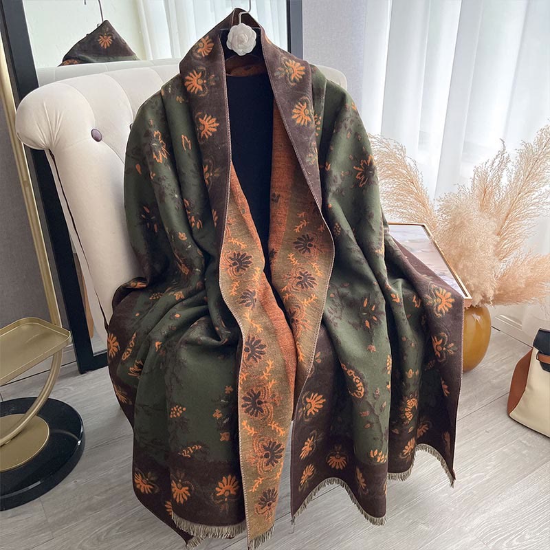 Buddha Stones Thickened Winter Paisley Flowers Vines Pattern Soft Scarf Shawl - image 16