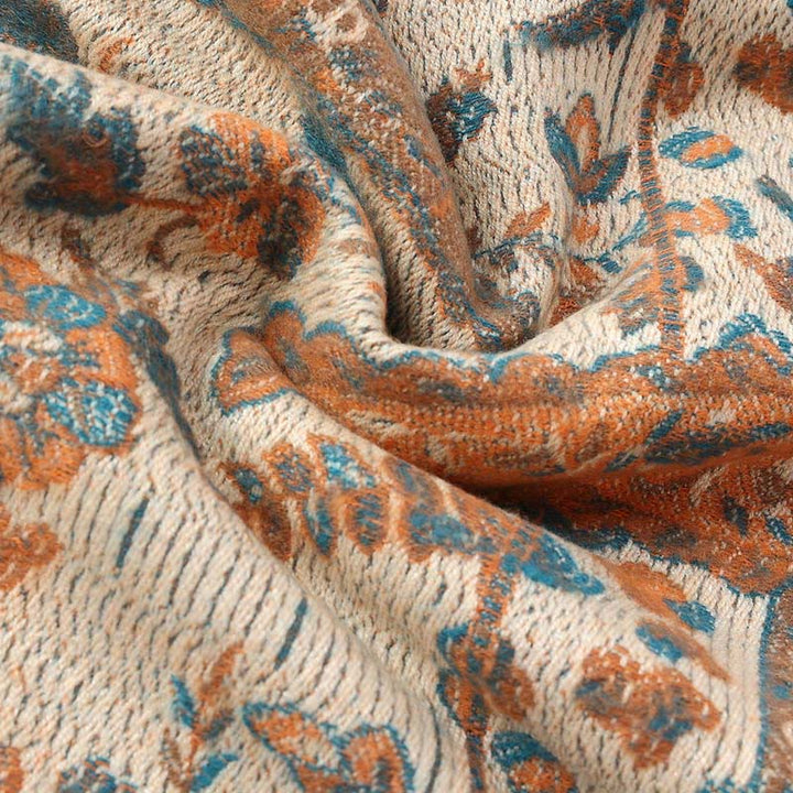 Buddha Stones Ethnic Embroidered Paisley Flowers Pattern Tassel Soft Scarf Shawl - image 14