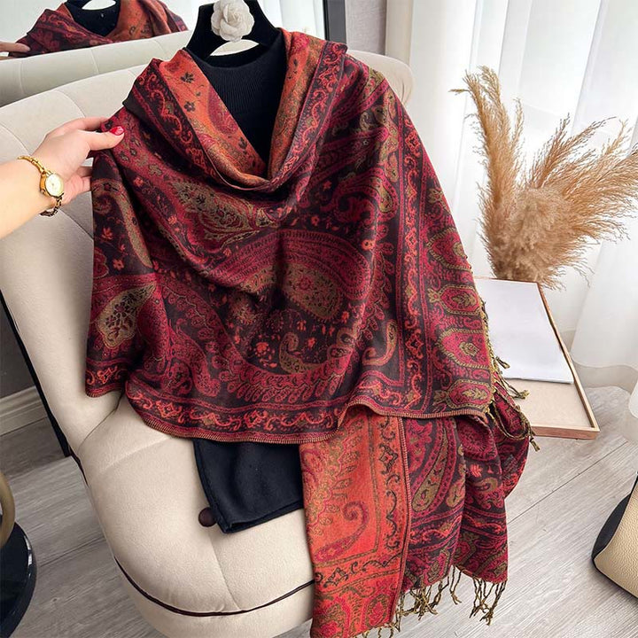 Buddha Stones Spring Floral Paisley Pattern Scarf Shawl With Tassels - image 6