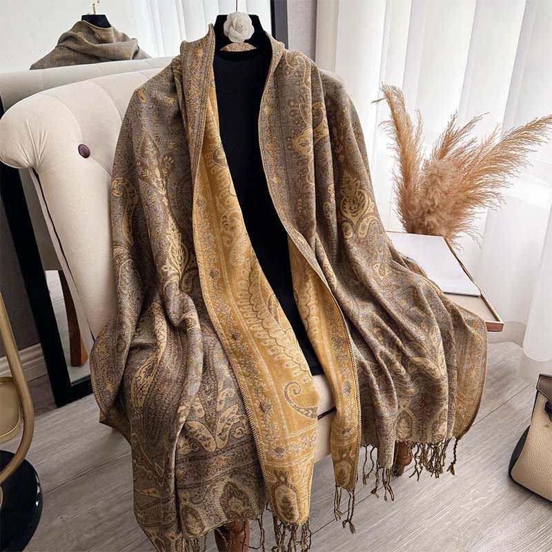 Buddha Stones Spring Floral Paisley Pattern Scarf Shawl With Tassels - image 13