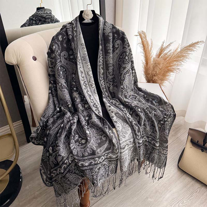 Buddha Stones Spring Floral Paisley Pattern Scarf Shawl With Tassels - image 9