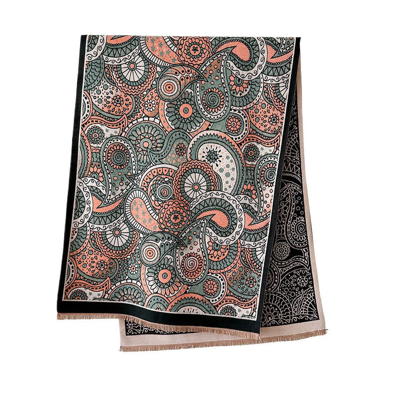 Buddha Stones Winter Ethnic Style Paisley Geometry Pattern Tassels Soft Scarf Shawl - image 5
