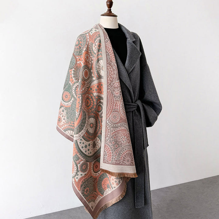 Buddha Stones Winter Ethnic Style Paisley Geometry Pattern Tassels Soft Scarf Shawl - image 16