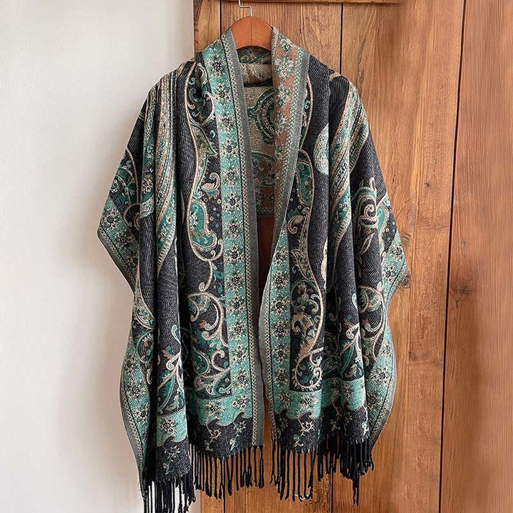 Buddha Stones Winter Commute Thermal Paisley Floral Pattern Tassel Cozy Scarf Shawl - image 6