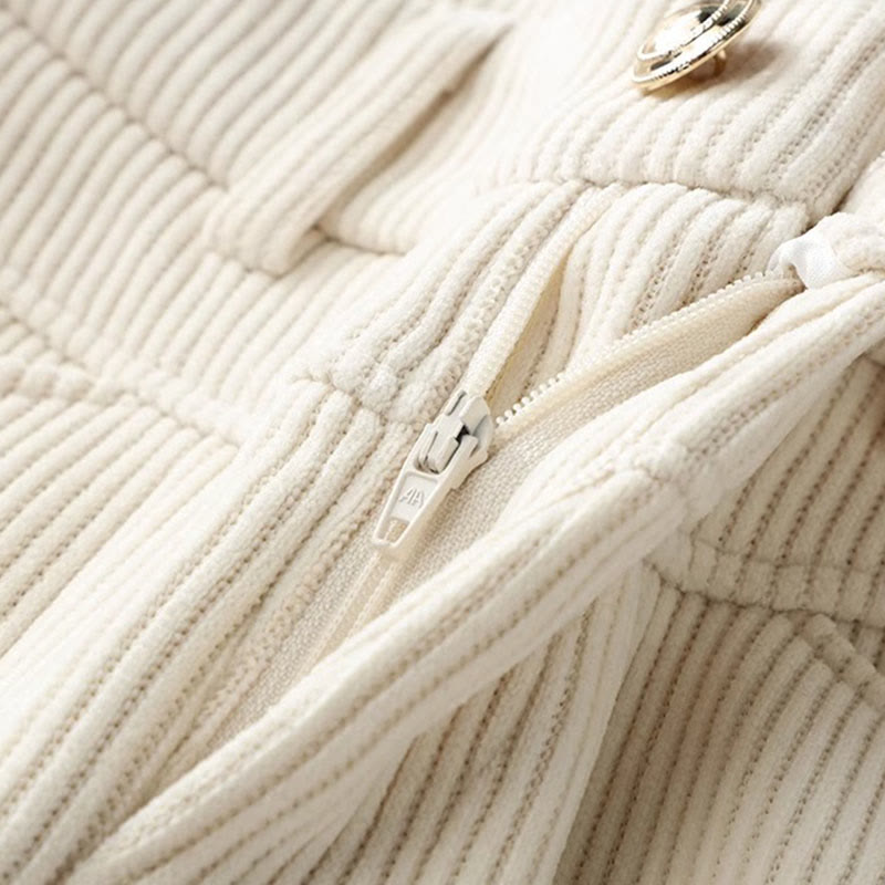 Buddha Stones Winter Straight Leg Design Cotton Corduroy Women's Wide Leg Pants With Pockets - image 2