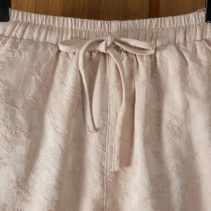 Buddha Stones Winter Thermal Jacquard Floral Pattern Women's Wide Leg Cotton Pants With Pockets - image 9