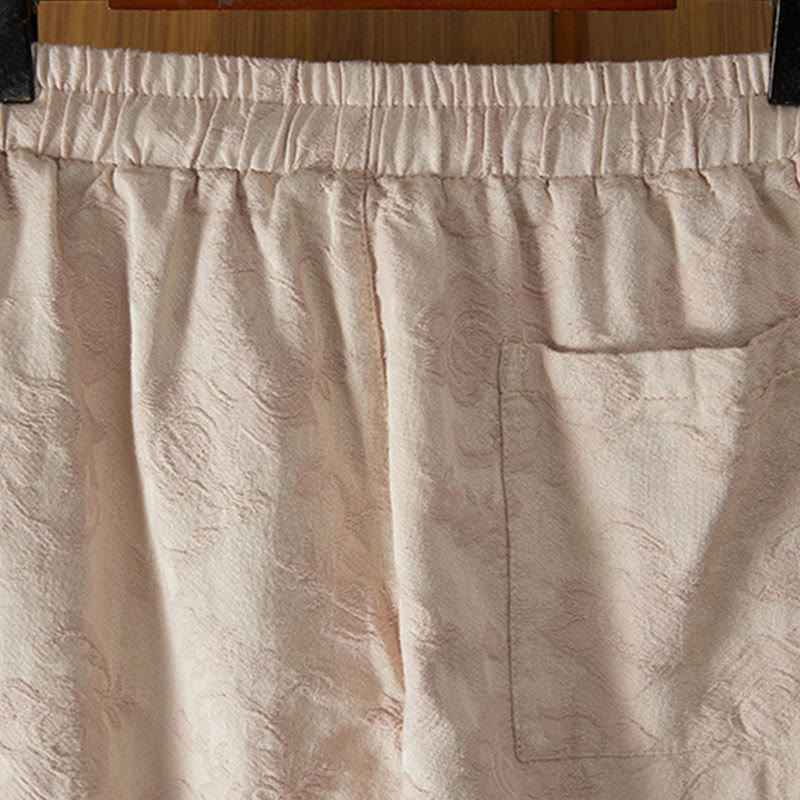 Buddha Stones Winter Thermal Jacquard Floral Pattern Women's Wide Leg Cotton Pants With Pockets - image 10