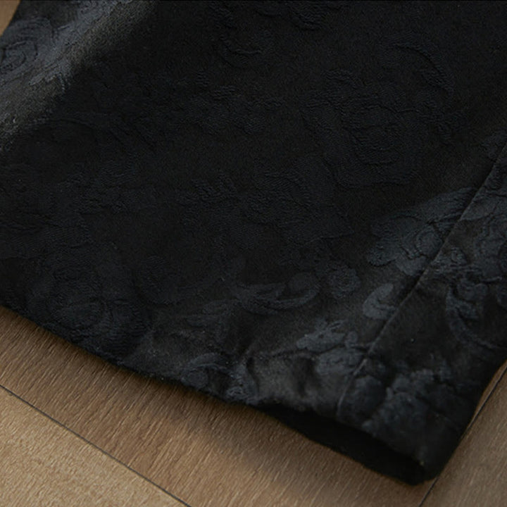 Buddha Stones Winter Thermal Jacquard Floral Pattern Women's Wide Leg Cotton Pants With Pockets - image 6