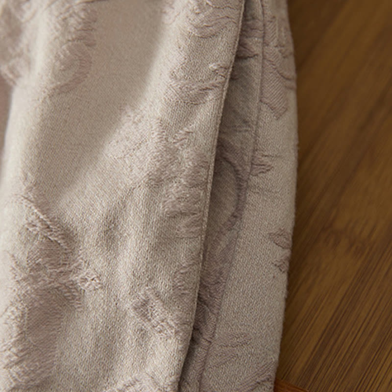 Buddha Stones Winter Thermal Jacquard Floral Pattern Women's Wide Leg Cotton Pants With Pockets - image 12