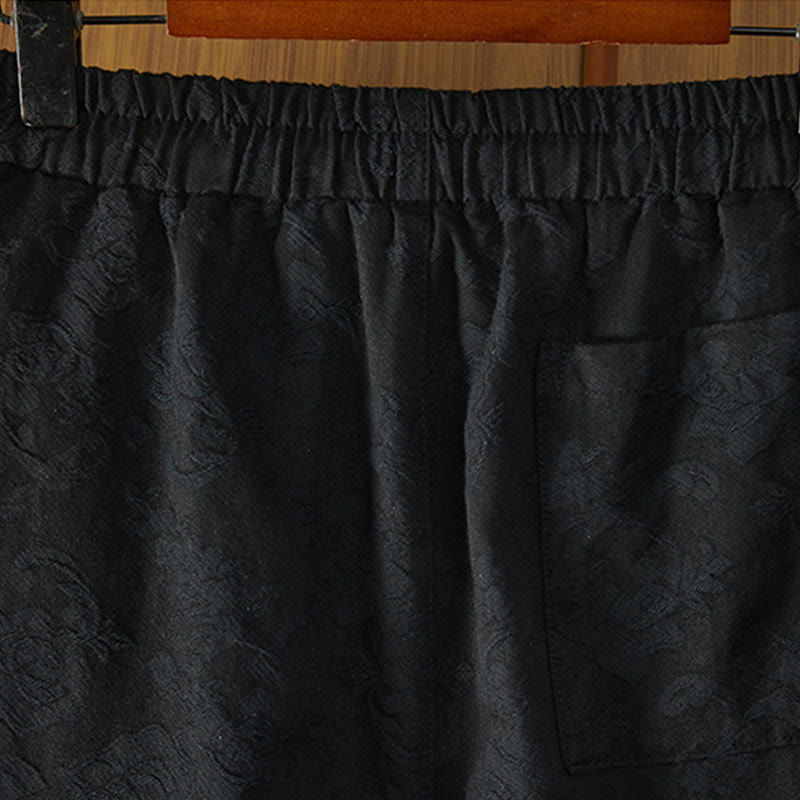 Buddha Stones Winter Thermal Jacquard Floral Pattern Women's Wide Leg Cotton Pants With Pockets - image 2