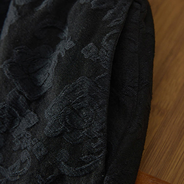 Buddha Stones Winter Thermal Jacquard Floral Pattern Women's Wide Leg Cotton Pants With Pockets - image 4