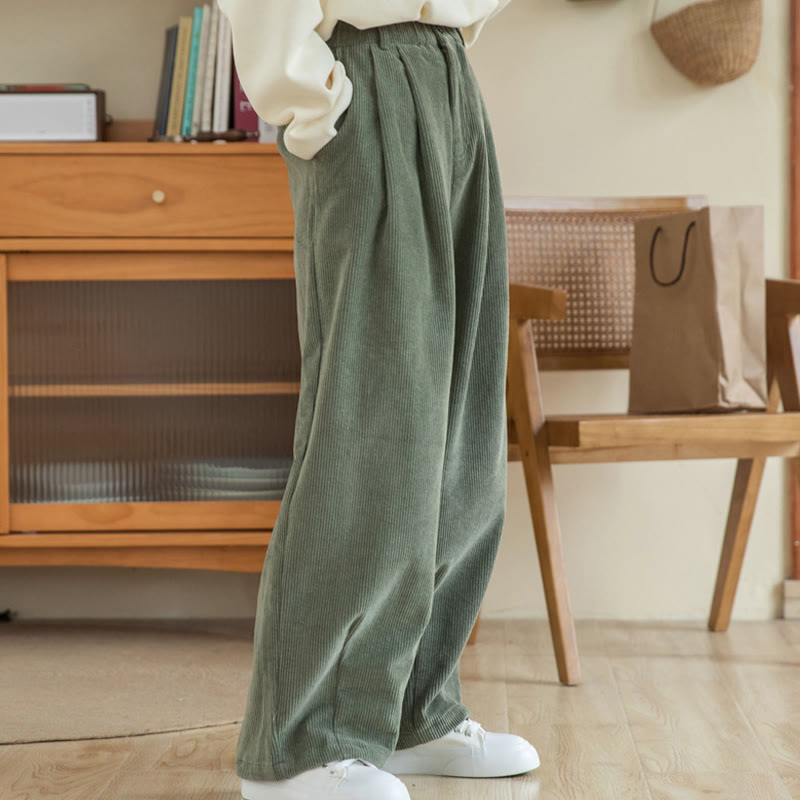 Buddha Stones Women's High Waist Zipper Design Wide Leg Cotton Corduroy Pants With Pockets - image 4