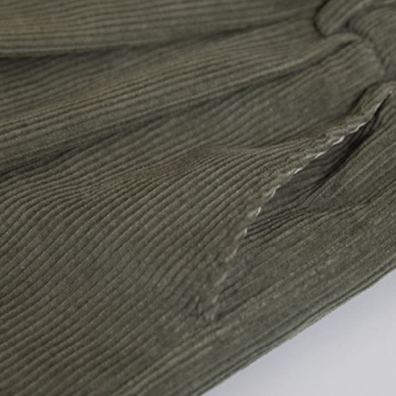 Buddha Stones Women's High Waist Zipper Design Wide Leg Cotton Corduroy Pants With Pockets - image 13