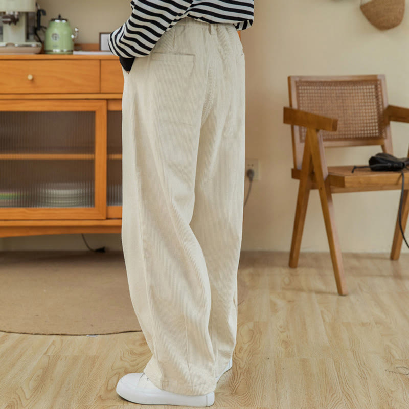 Buddha Stones Women's High Waist Zipper Design Wide Leg Cotton Corduroy Pants With Pockets - image 20