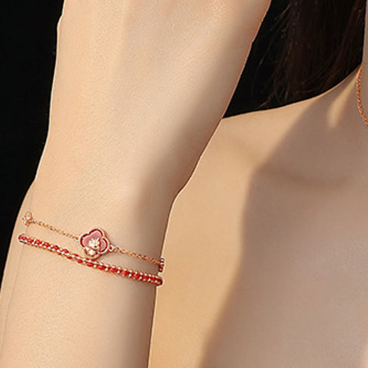 Buddha Stones 925 Sterling Silver Year Of The Horse Red Agate Hetian Jade Confidence Bracelet - image 4