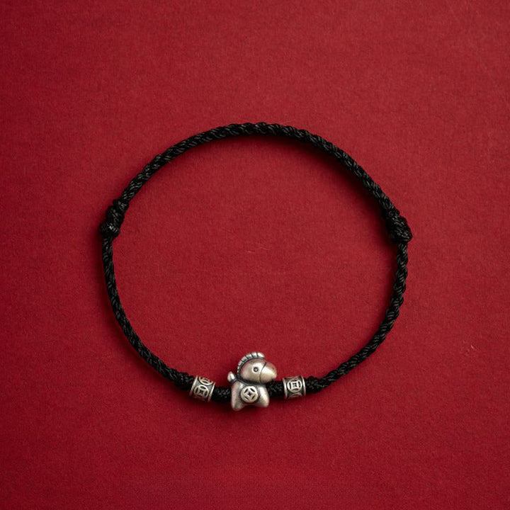 Buddha Stones Year of the Horse 999 Sterling Silver String Braided Protection Bracelet - Black(Wrist Circumference 14-21cm) - image 15