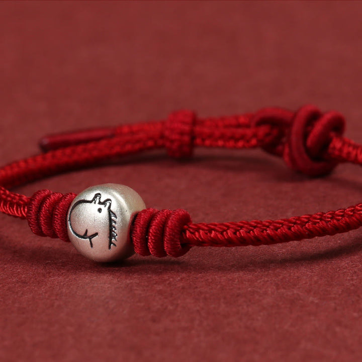 Buddha Stones Year of the Horse 999 Sterling Silver Red String Braided Connection Bracelet - image 10