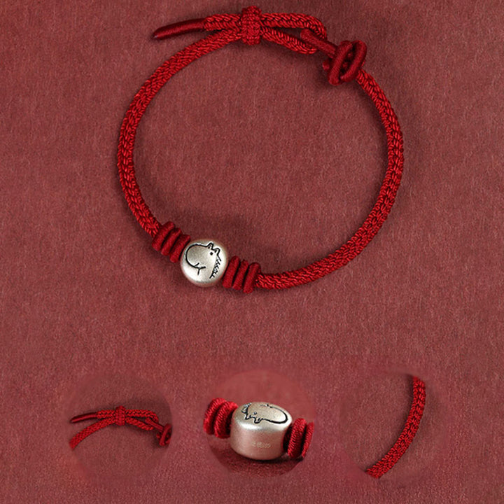 Buddha Stones Year of the Horse 999 Sterling Silver Red String Braided Connection Bracelet - image 13