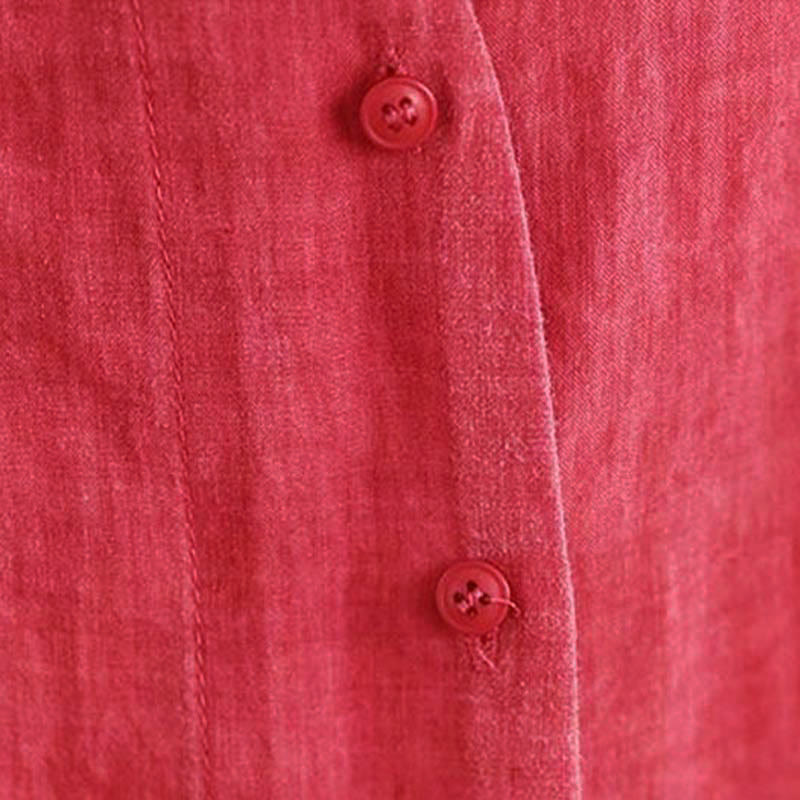 Buddha Stones Irregular Design Buttons Long Sleeve Women's Cotton Shirt - image 10