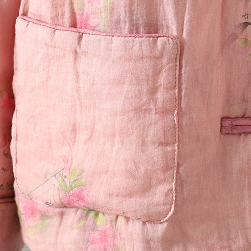 Buddha Stones Printed Women's Long Sleeve Cotton-padded Jacket With Pockets - image 7