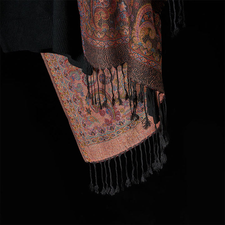 Buddha Stones Spring Purple Cashew Flower Pattern Tassel Soft Scarf Shawl - image 6