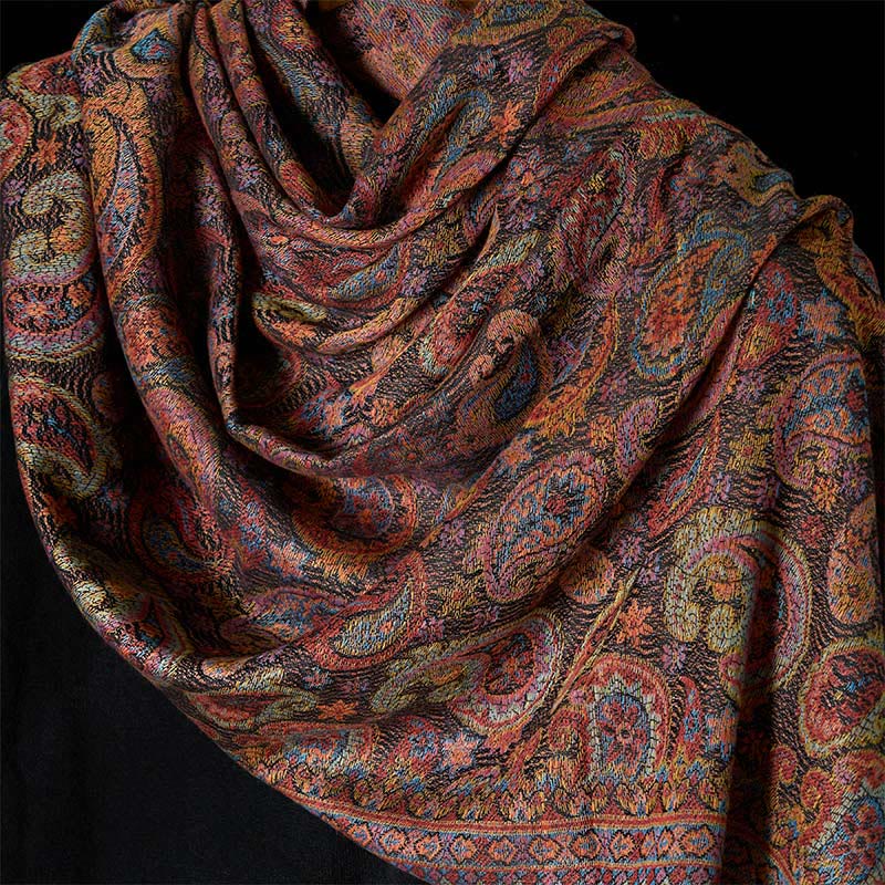 Buddha Stones Spring Purple Cashew Flower Pattern Tassel Soft Scarf Shawl - image 4