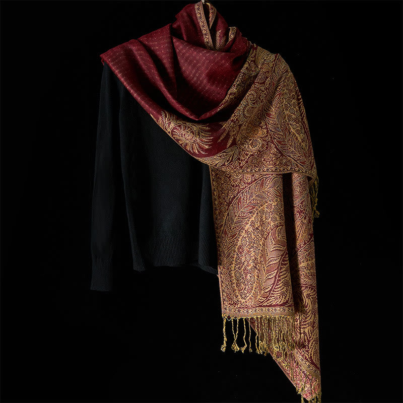 Buddha Stones Spring Long Leaves Flowers Pattern Tassel Soft Scarf Shawl - image 13