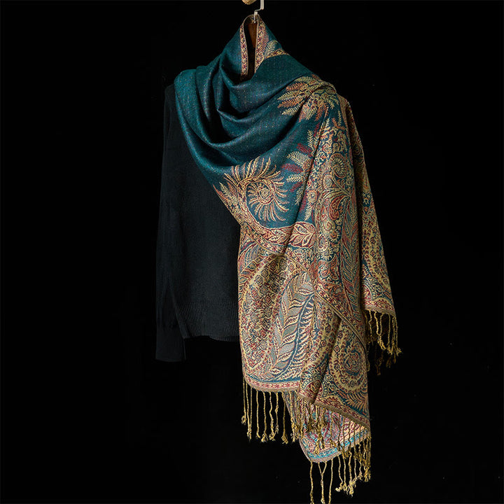 Buddha Stones Spring Long Leaves Flowers Pattern Tassel Soft Scarf Shawl - image 2