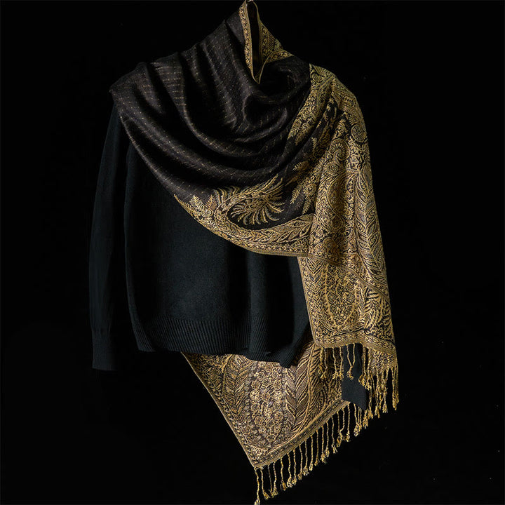 Buddha Stones Spring Long Leaves Flowers Pattern Tassel Soft Scarf Shawl - image 6