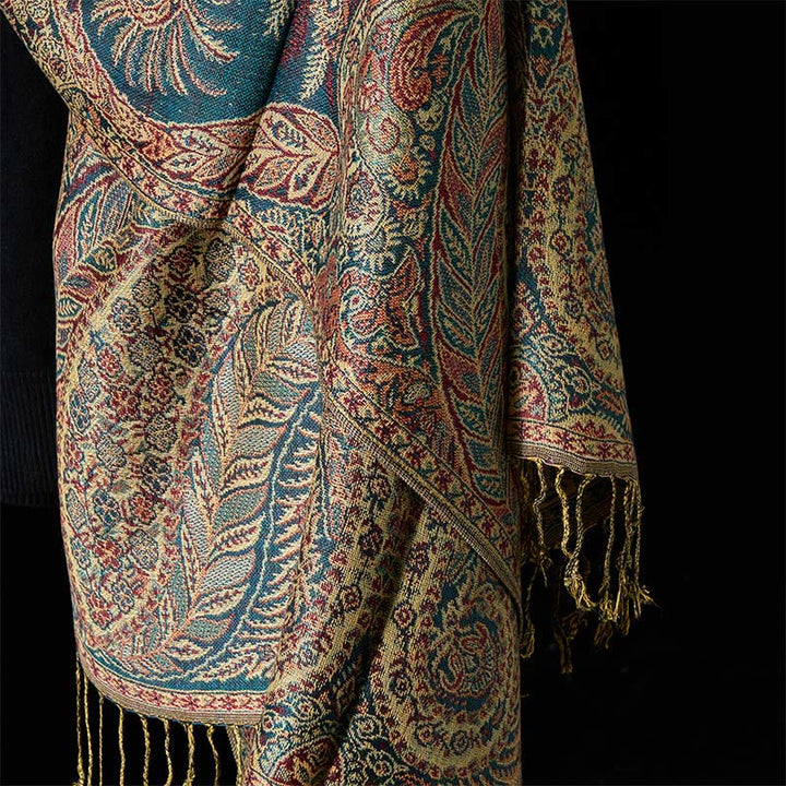 Buddha Stones Spring Long Leaves Flowers Pattern Tassel Soft Scarf Shawl - image 4