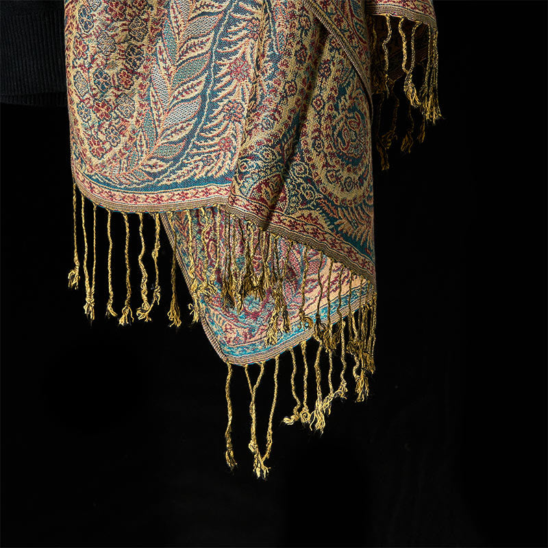 Buddha Stones Spring Long Leaves Flowers Pattern Tassel Soft Scarf Shawl - image 11