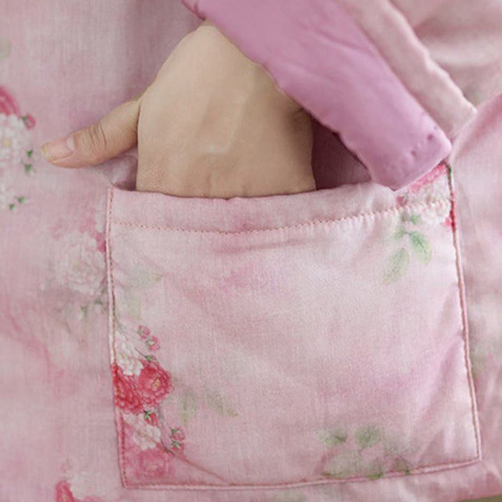 Buddha Stones Printed Flowers Women's Long Sleeve Jacket With Pockets - image 8