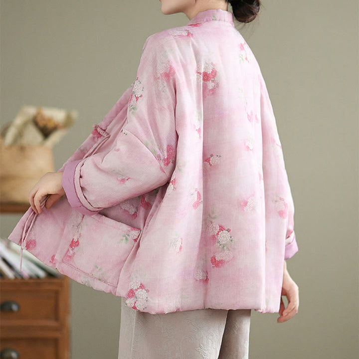 Buddha Stones Printed Flowers Women's Long Sleeve Jacket With Pockets - image 5