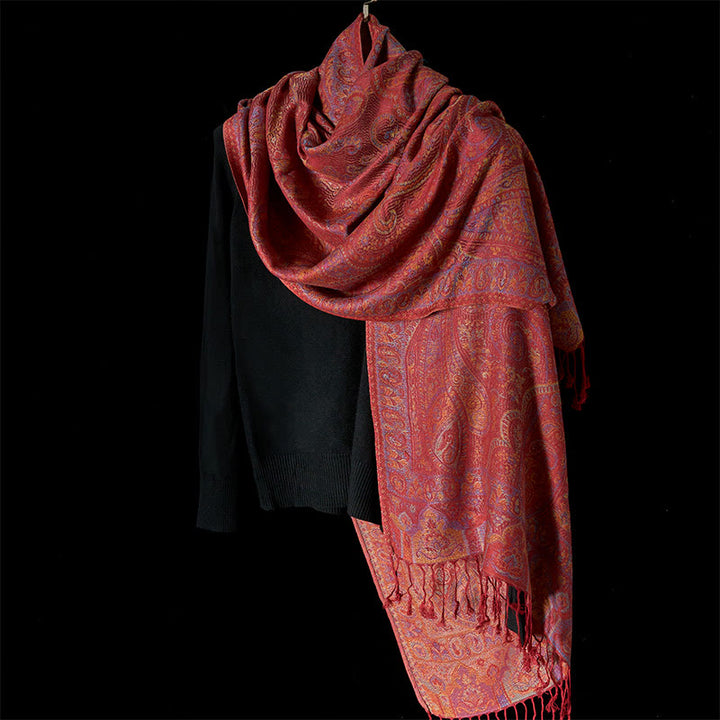 Buddha Stones Spring Cashew Flower Stripes Pattern Tassel Cozy Scarf Shawl - image 2