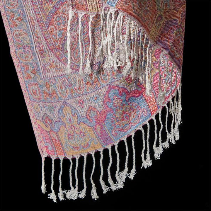 Buddha Stones Spring Cashew Flower Stripes Pattern Tassel Cozy Scarf Shawl - image 11