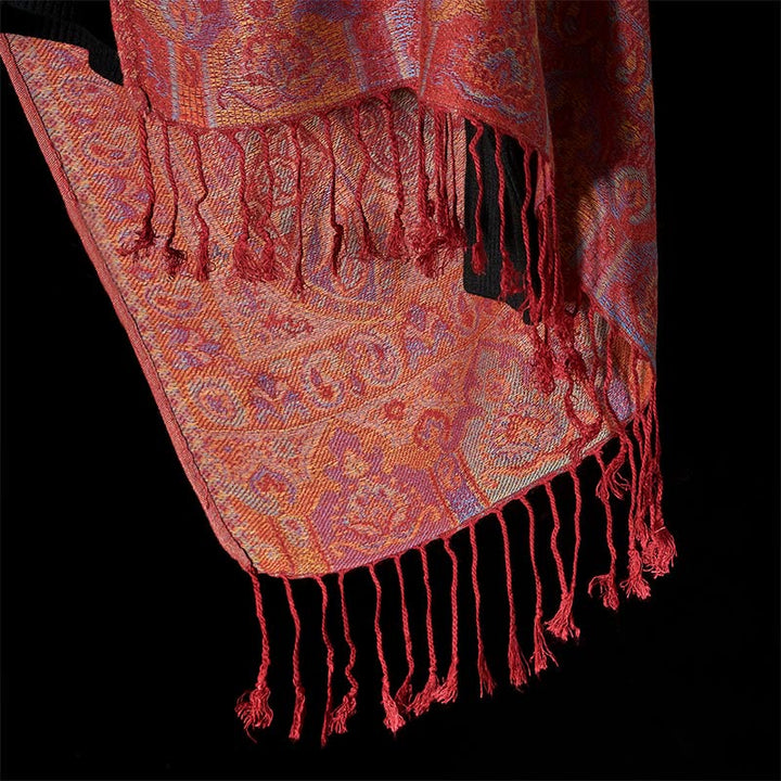Buddha Stones Spring Cashew Flower Stripes Pattern Tassel Cozy Scarf Shawl - image 5