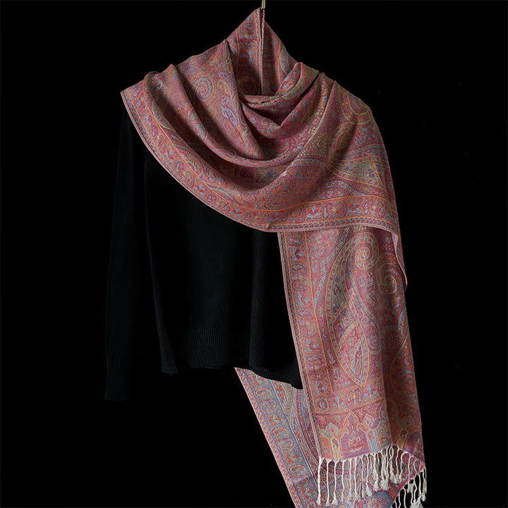 Buddha Stones Spring Cashew Flower Stripes Pattern Tassel Cozy Scarf Shawl - image 7