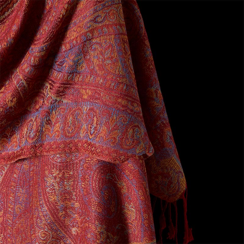 Buddha Stones Spring Cashew Flower Stripes Pattern Tassel Cozy Scarf Shawl - image 4