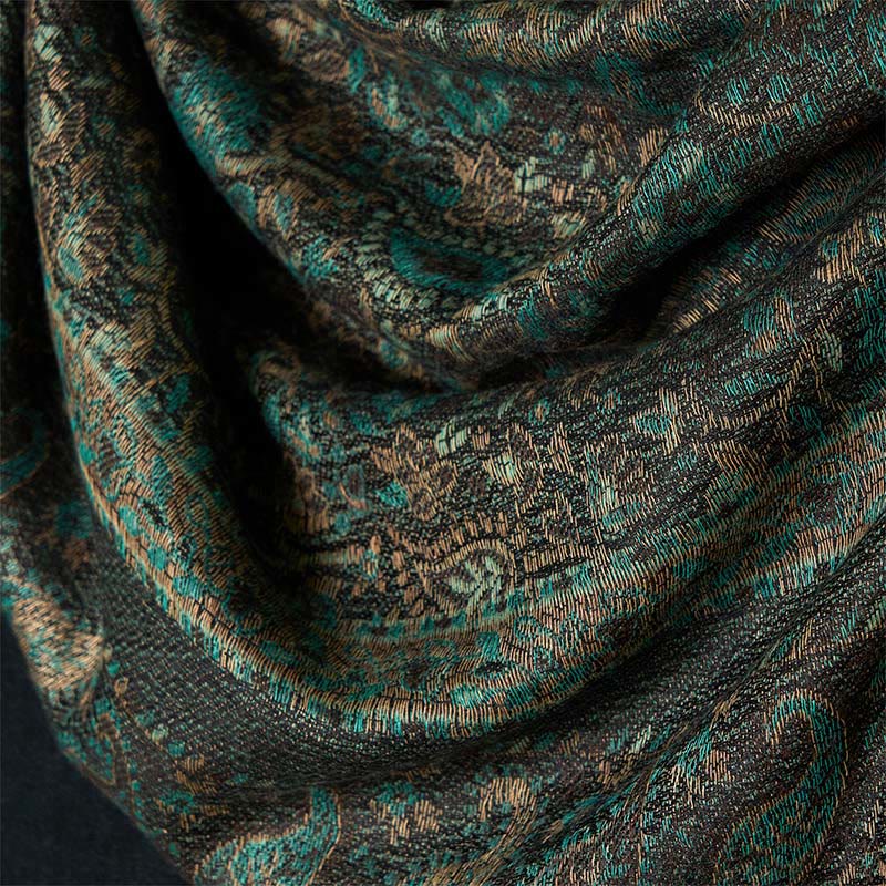 Buddha Stones Spring Green Cashew Flower Geometric Stripes Pattern Tassel Cozy Scarf Shawl - image 4