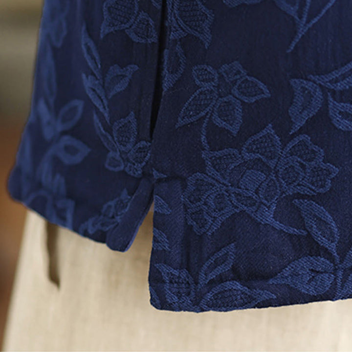 Buddha Stones Jacquard Pattern Frog-button Women's Sleeveless Cotton Vest Waistcoat With Pockets - image 8