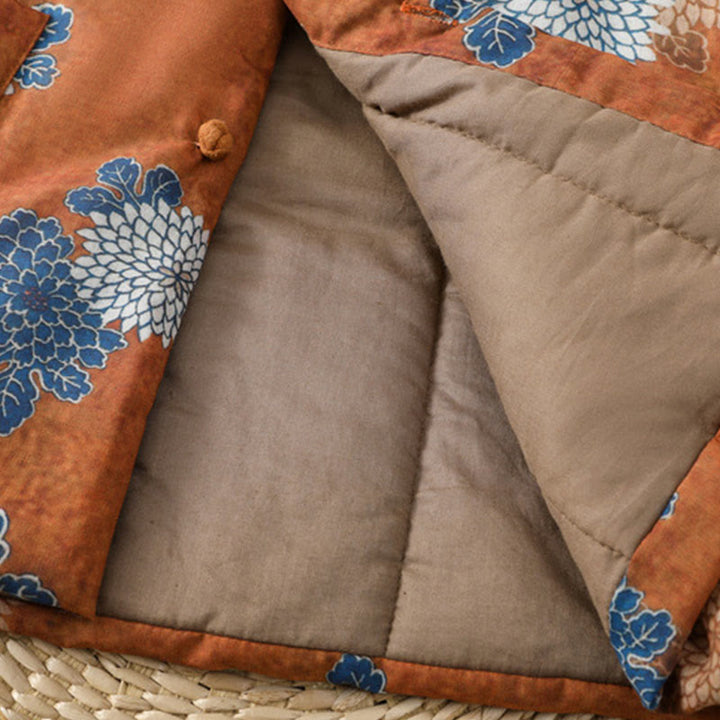 Buddha Stones Floral Prints Buttons Women's Sleeveless Cotton Vest Waistcoat With Pockets - image 5