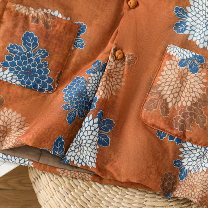 Buddha Stones Floral Prints Buttons Women's Sleeveless Cotton Vest Waistcoat With Pockets - image 8