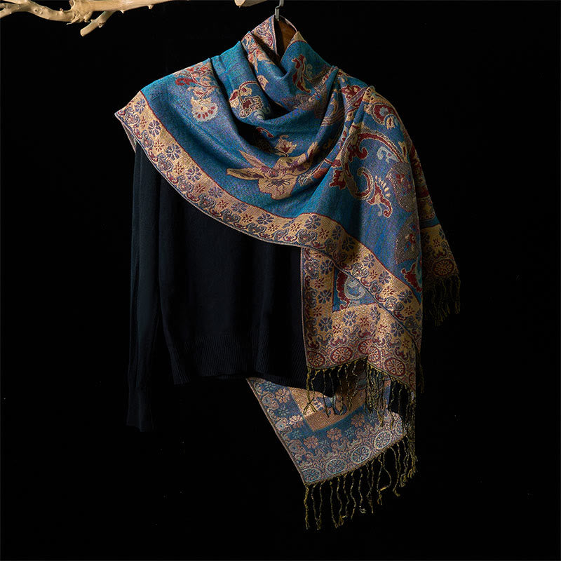 Buddha Stones Spring Cashew Floral Geometry Pattern Tassel Cozy Scarf Shawl - image 7