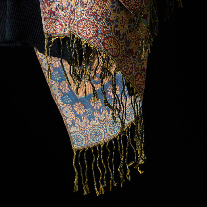Buddha Stones Spring Cashew Floral Geometry Pattern Tassel Cozy Scarf Shawl - image 11