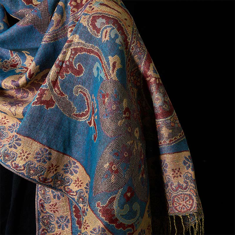 Buddha Stones Spring Cashew Floral Geometry Pattern Tassel Cozy Scarf Shawl - image 10