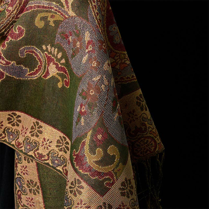 Buddha Stones Spring Cashew Flowers Circular Geometry Pattern Tassel Cozy Scarf Shawl - image 4