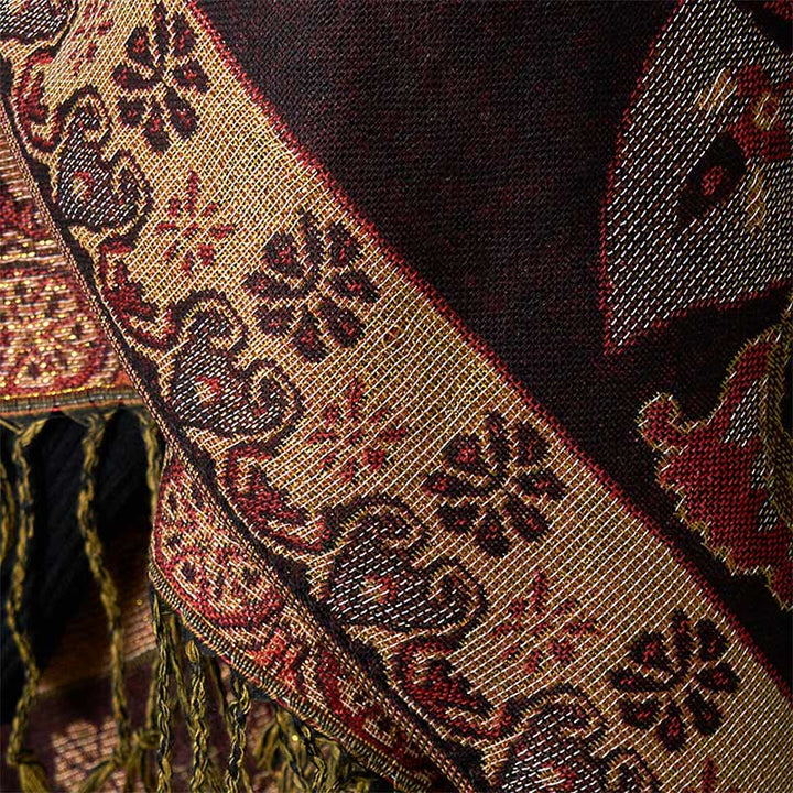 Buddha Stones Spring Cashew Flowers Circular Geometry Pattern Tassel Cozy Scarf Shawl - image 9