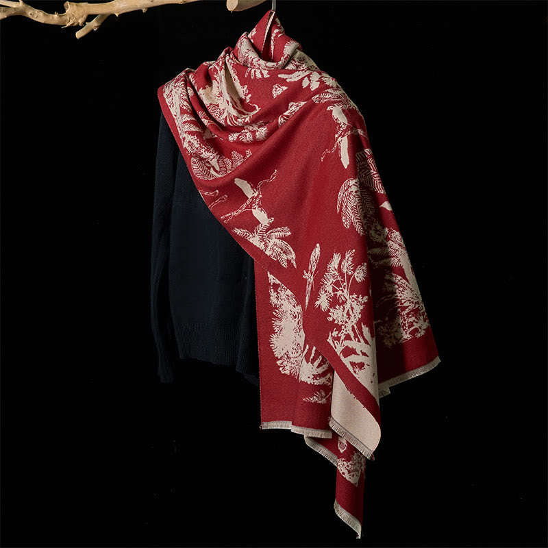 Buddha Stones Winter Coconut Tree Animals Pattern Tassel Cozy Scarf Shawl - image 14