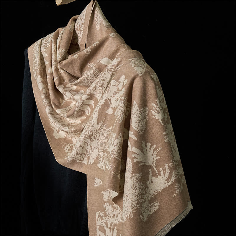 Buddha Stones Winter Coconut Tree Animals Pattern Tassel Cozy Scarf Shawl - PeachPuff - 185*65cm - image 0