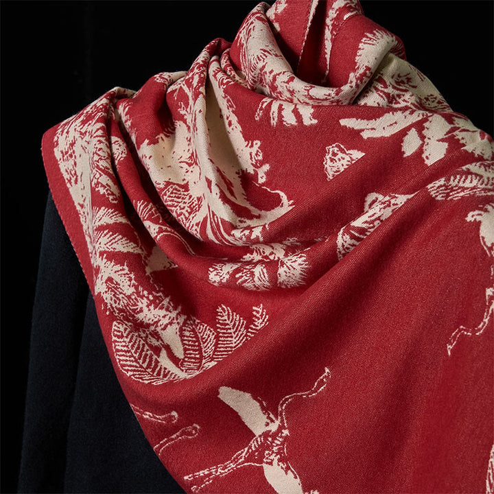 Buddha Stones Winter Coconut Tree Animals Pattern Tassel Cozy Scarf Shawl - image 15